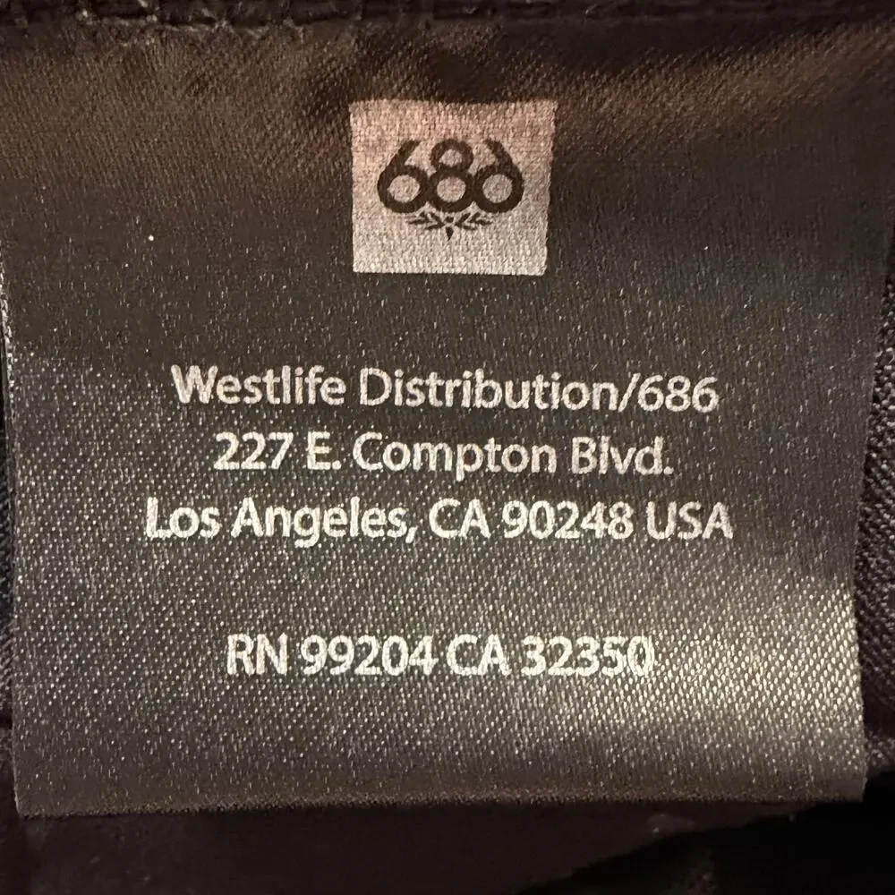 686 Pants Mens 32x32 Black Everywhere Eco Slim Fit Water Resistant Stretch Chino